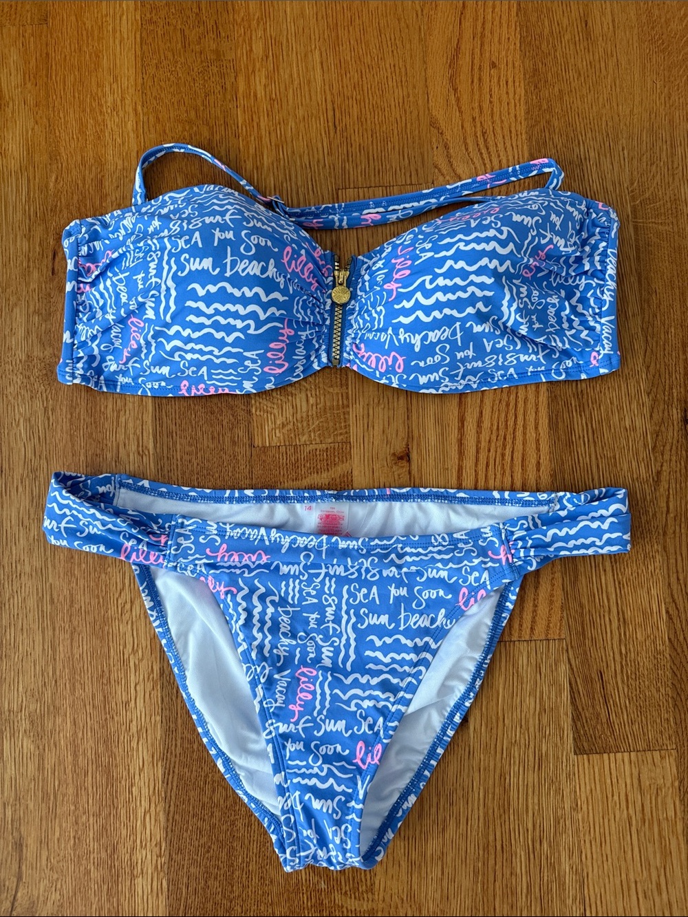 Lilly Pulitzer Blue Script Wave Bikini Set